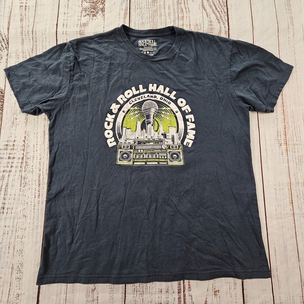 Rock & Roll Hall of Fame Cleveland OH Blue Short Sleeve Cotton T-Shirt Men's XL